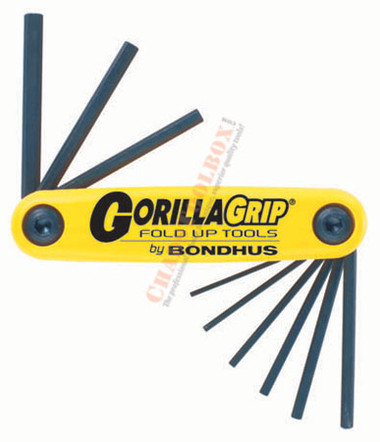 12589 Bondhus Set 9 Hex Fold-up Tools 5/64-1/4