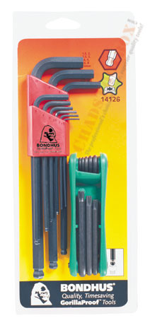 14126 Bondhus Bonus Pack - Balldriver L-wrench Set 1.5-10mm (10999) & GorillaGrip Fold-up Set T6-T25 (12632)