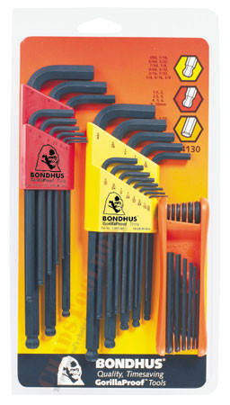 14130 Bondhus Triple Pack - Ball L-wr Sets 1.5-10mm (10999), .050-3/8 (10937), & GorillaGrip Fold-Up Set 5/64-5/32 & 1.5-5mm (12550)