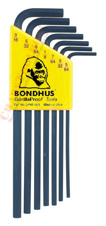 12145 Bondhus Set 7 Hex L-wrenches 5/64-3/16 - Long
