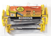 13190 Bondhus Set 10 Balldriver & Hex T-handles 3/32-3/8 with Stand