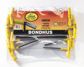 13338 Bondhus Set 10 Graduated Length Hex T-handles 3/32-3/8