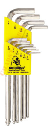 16938 Bondhus Set 10 BriteGuard Plated Balldriver L-wrenches 1/16-1/4