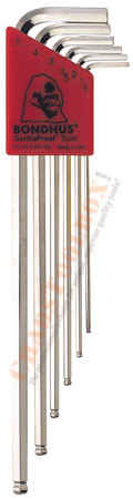 17046 Bondhus Set 6 BriteGuard Plated Balldriver L-wrenches 1.5-5mm