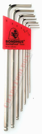 17092 Bondhus Set 7 BriteGuard Plated Balldriver L-wrenches 1.5-6mm