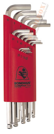 17095 Bondhus Set 15 BriteGuard Plated Balldriver L-wrenches 1.27-10mm