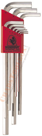 17199 Bondhus Set 9 BriteGuard Plated Hex L-wrenches 1.5-10mm - Xlong