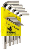 16237 Bondhus Set 13 BriteGuard Plated Hex L-wrenches .050-3/8 - Short