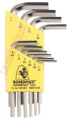16238 Bondhus Set 10 BriteGuard Plated Hex L-wrenches 1/16-1/4 - Short