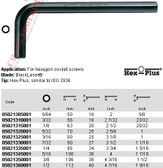 05021350001 WERA 950 HEX PLUS HEX KEY 3/8" X 4-1/8"