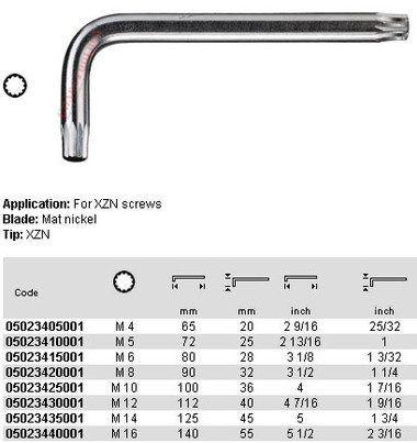 05023405001 WERA 960 XZN KEY SIZE M4