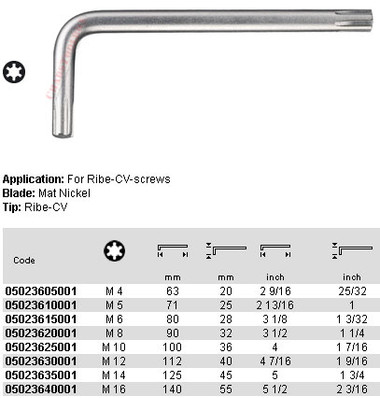 05023605001 WERA 965 RIBE CV L-KEY SIZE M4