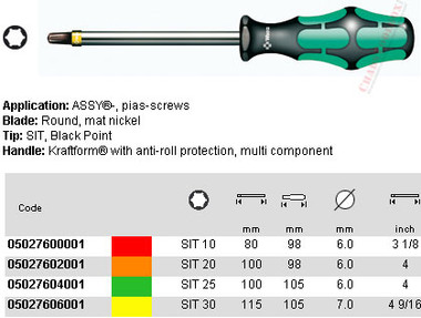 05027606001 WERA 364 SIT S/D #30 X 115MM