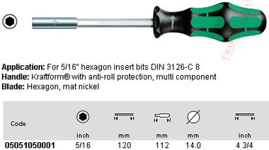 05051050001 WERA 810/2 BITHOLDING S/D 5/16"
