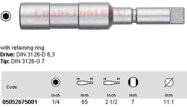 05052675001 WERA 890/8/1 UNIV BITHLDR 1/4 X G7 HEX