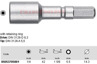 05053705001 WERA 892/3/1 UNIV BITHLDR 1/4 X 5.5MM HX