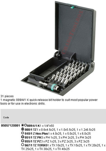 05057120001 WERA 8600/889-30 TZ BIT SAFE (SL/HX/PH/PZ/TX)