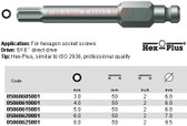 05060620001 WERA 840/5Z HEX PLUS BIT 6.0 X 50MM, 5/16" DRIVE