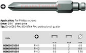 05060815001 WERA 851/5Z PHILLIPSILLIPS BIT PHILLIPS3 X 50MM, 5/16" DRIVE