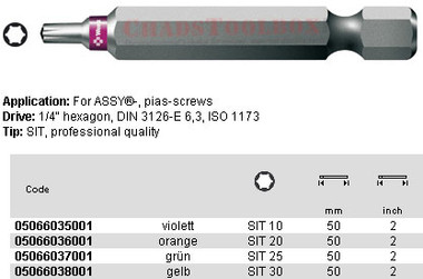 05066035001 WERA 864/4Z SIT BIT SIT 10 X 50MM