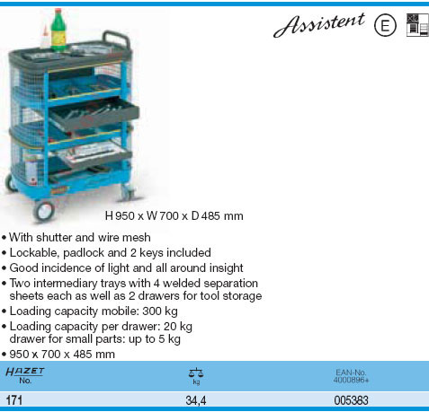 HAZET 171 TOOL TROLLEY ASSISTENT - ChadsToolbox.com Inc