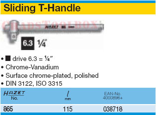 HAZET 865 SLIDING T-HANDLE 6,3 (1/4")