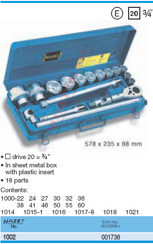 HAZET 1002 6-POINT SOCKET SET