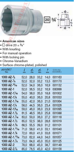 HAZET 1000AZ-1.3/16 12-POINT SOCKET