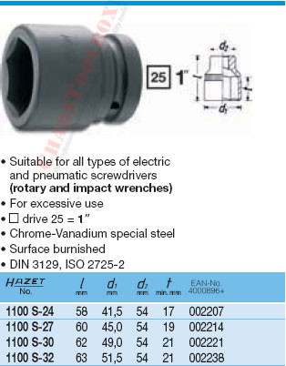 HAZET 1100S-30 6-POINT IMPACT SOCKET