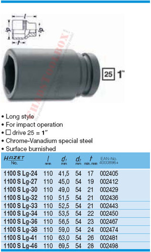 HAZET 1100SLG-27 6-POINT IMPACT SOCKET