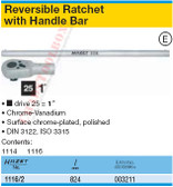 HAZET 1116/2 REV. RATCHET HEAD 25 (1") W. HANDLE BAR