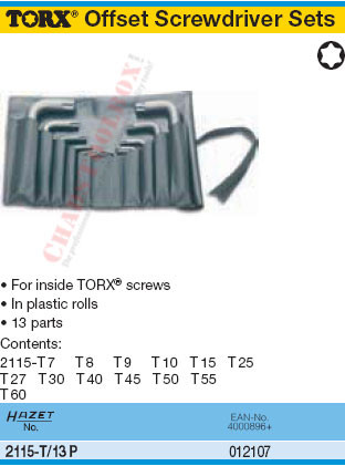 HAZET 2115-T/13P TORX OFFSET SCREWDRIVERS SET