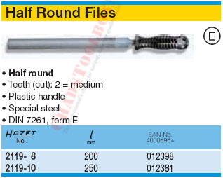 HAZET 2119-10 FILE, HALF ROUND