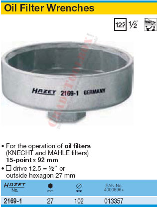 HAZET 2169-1 OIL FILTER WRENCH