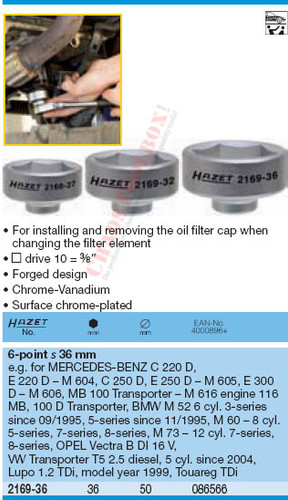 HAZET 2169-36 OIL FILTER WRENCH