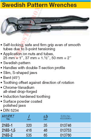 HAZET 2183-1.5 SWEDISH PATTERN WRENCH