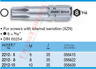 HAZET 2212-8 SCREWDRIVER BIT