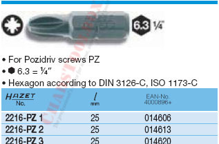 HAZET 2216-PZ2 SCREWDRIVER BIT