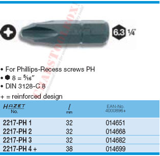 HAZET 2217-PH4 SCREWDRIVER BIT