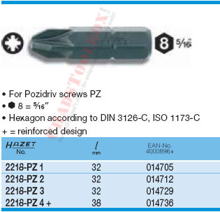 HAZET 2218-PZ4 SCREWDRIVER BIT