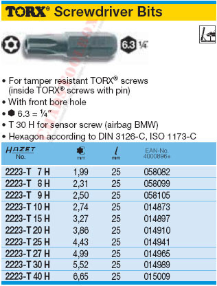 HAZET 2223-T15H TORX-SCREWDRIVER BIT