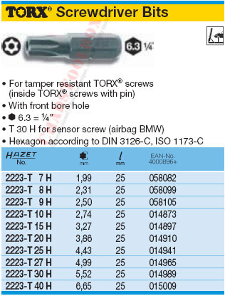 HAZET 2223-T30H TORX-SCREWDRIVER BIT