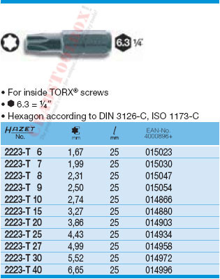 HAZET 2223-T40 TORX-SCREWDRIVER BIT