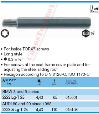 HAZET 2223LG-T25 TORX-SCREWDRIVER BIT