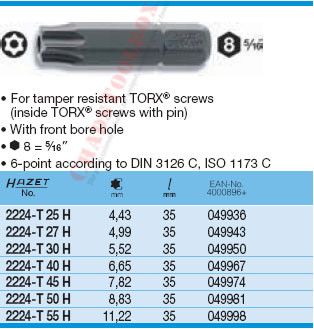 HAZET 2224-T40H TORX-SCREWDRIVER BIT