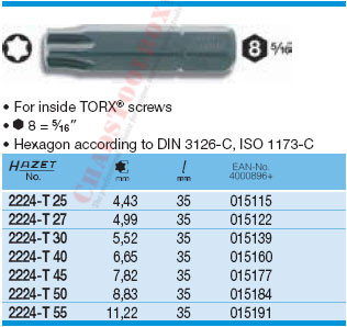 HAZET 2224-T55 TORX-SCREWDRIVER BIT