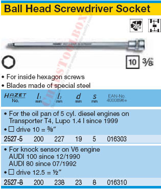 HAZET 2527-5 BALL TIP SCREWDRIVER SOCKET