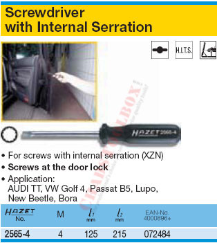 HAZET 2565-4 SCREWDRIVER WITH INTERNAL SERRATION