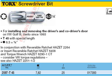 HAZET 2597-T45 TORX-SCREWDRIVER BIT