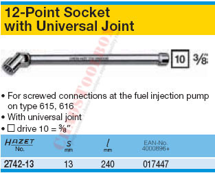 HAZET 2742-13 12-POINT SOCKET WITH JOINT
